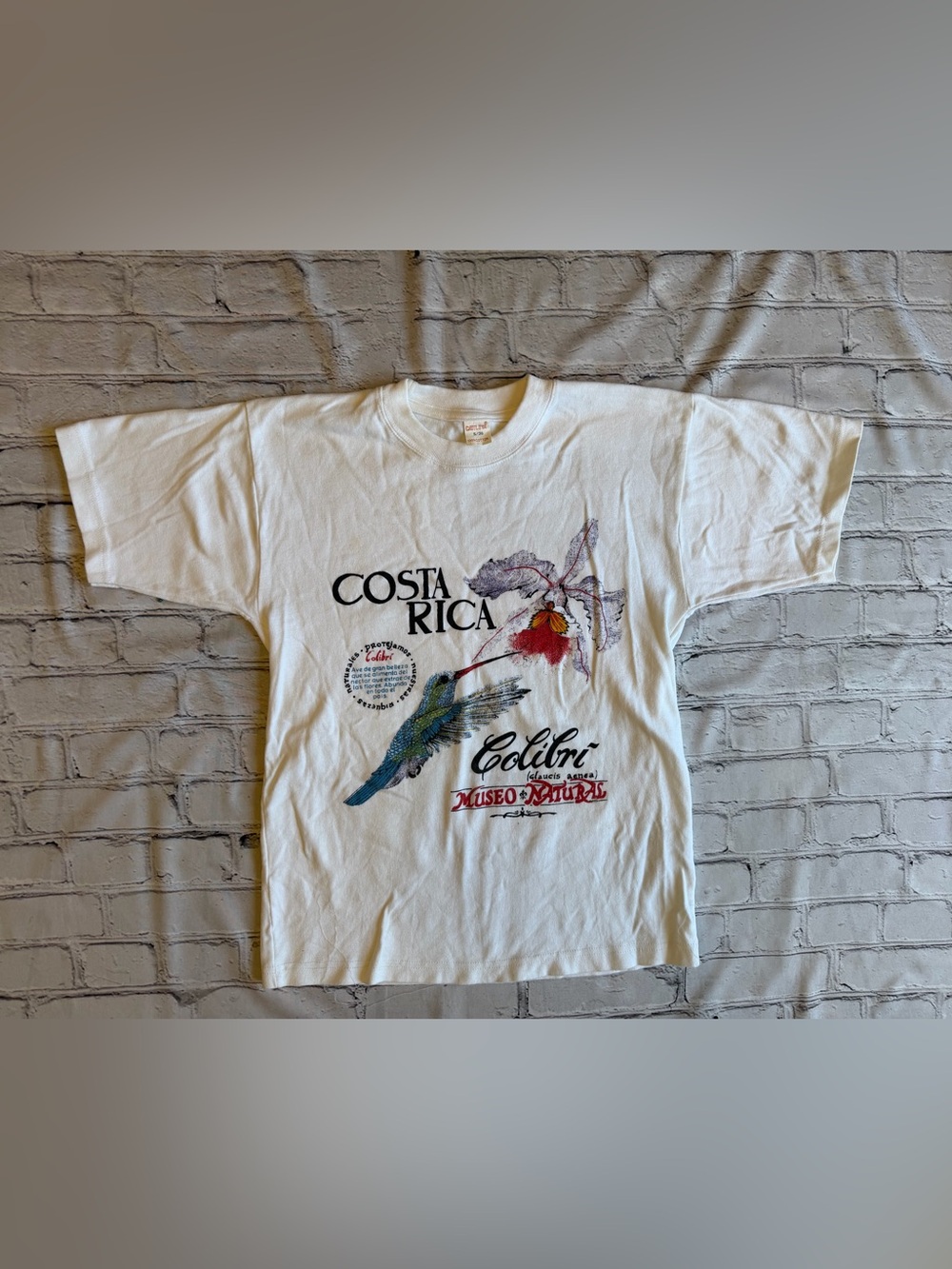 Vintage 80s Costa Rica Travel T-Shirt Destination Tropical Birds Small Mens